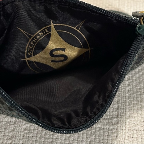 Stephanie Johnson Green & Black Snakeskin Cosmetic Bag with Gold Accent - Picture 7 of 8